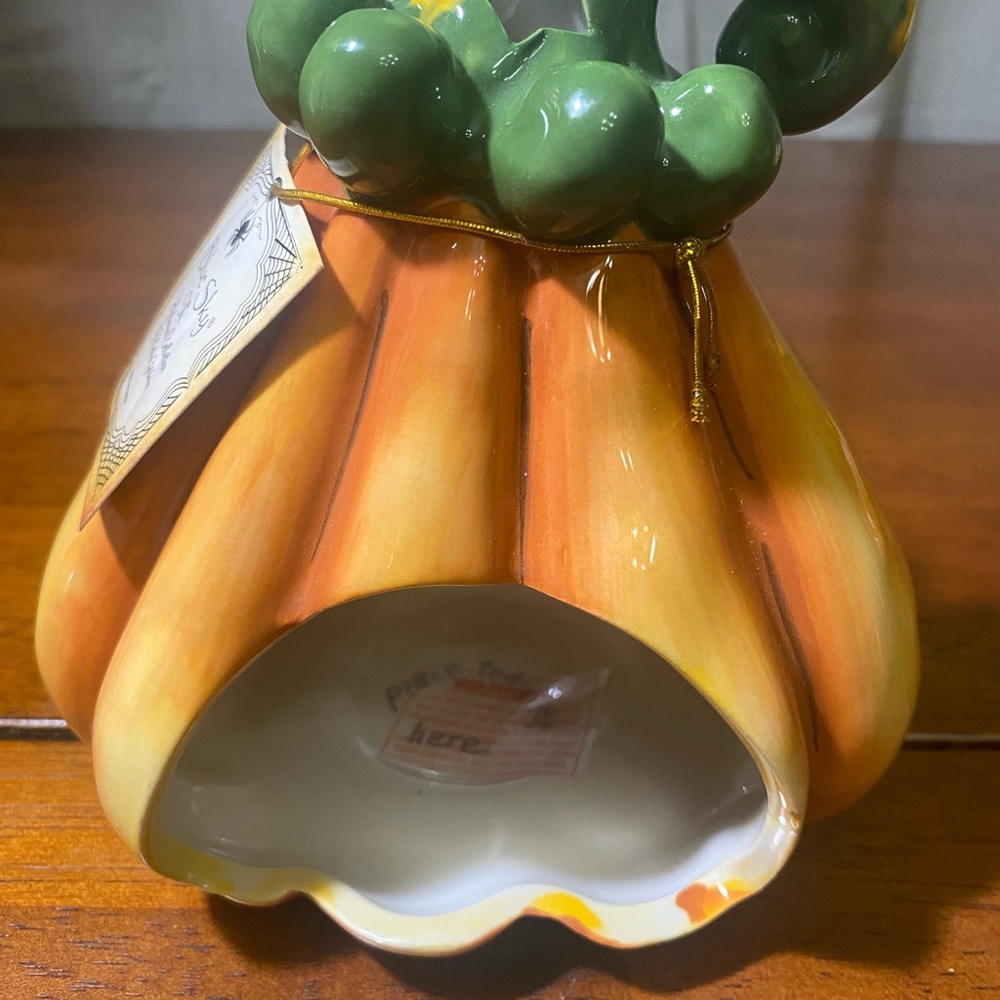 BLUE SKY Clayworks Pumpkin Candle Holder Heather Goldminc 2012 NWT - Picture 5 of 13